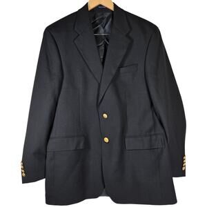 Lauren Ralph Lauren Men Blazer Black Wool Gold Button Made‎ in Canada Size 40R